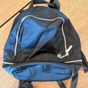 lululemon athletica Black Compact Everyday Backpack with Silver Zippers